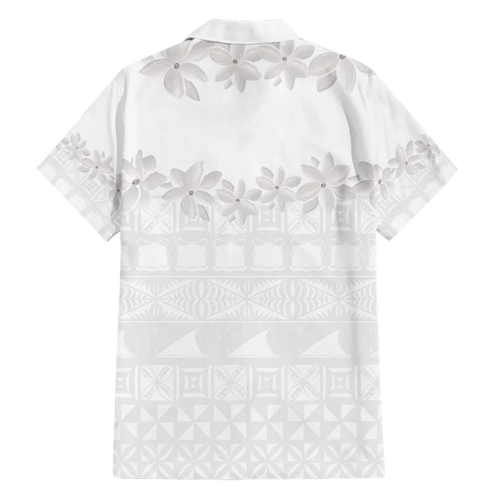 Tokelau White Sunday Hawaiian Shirt Polynesian Pattern Gardenia Thunbergia