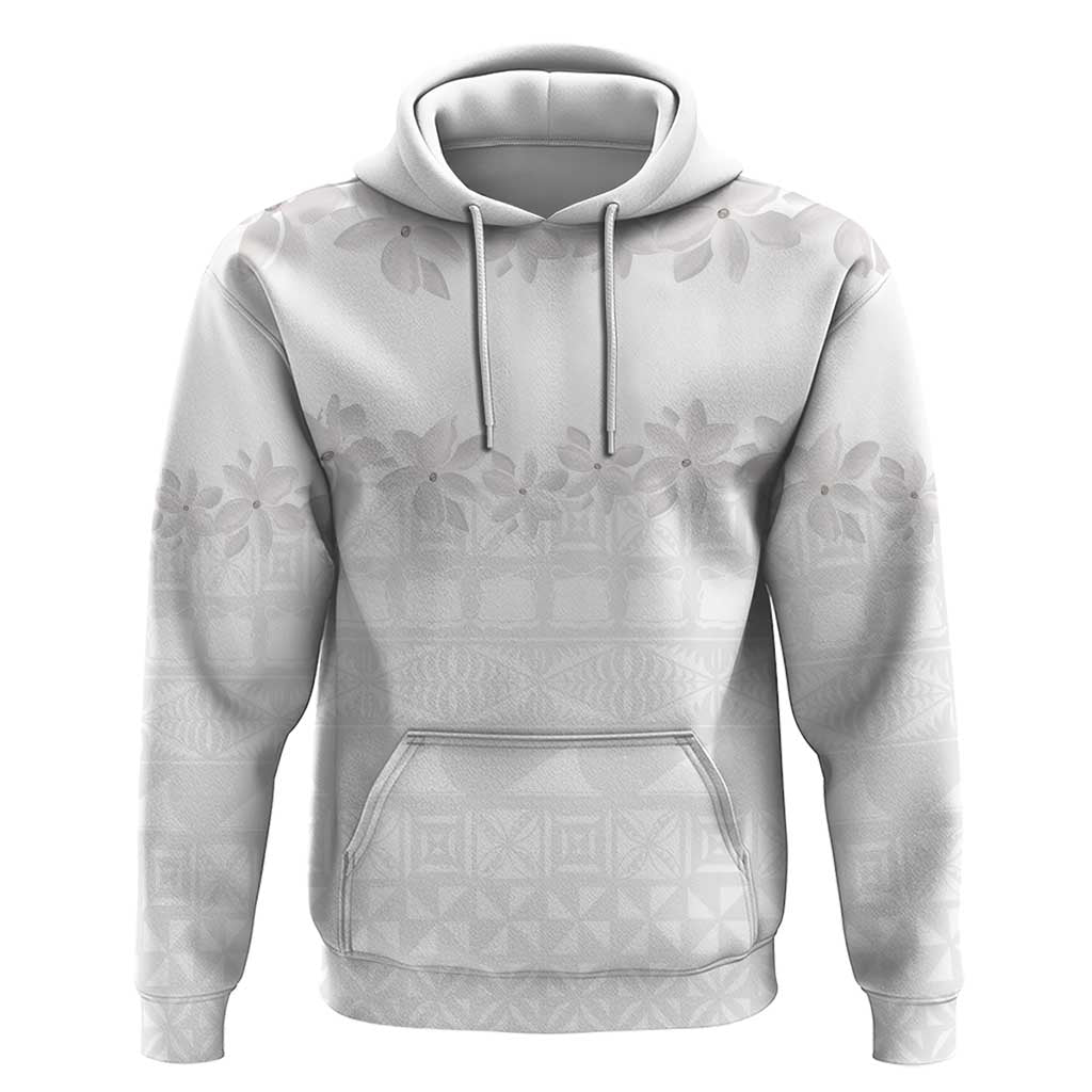 Tokelau White Sunday Hoodie Polynesian Pattern Gardenia Thunbergia