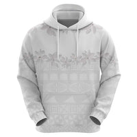 Tokelau White Sunday Hoodie Polynesian Pattern Gardenia Thunbergia