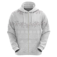 Tokelau White Sunday Hoodie Polynesian Pattern Gardenia Thunbergia