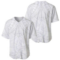 American Samoa White Sunday Baseball Jersey Lotu Tamaiti Plumeria With Samoan Pattern