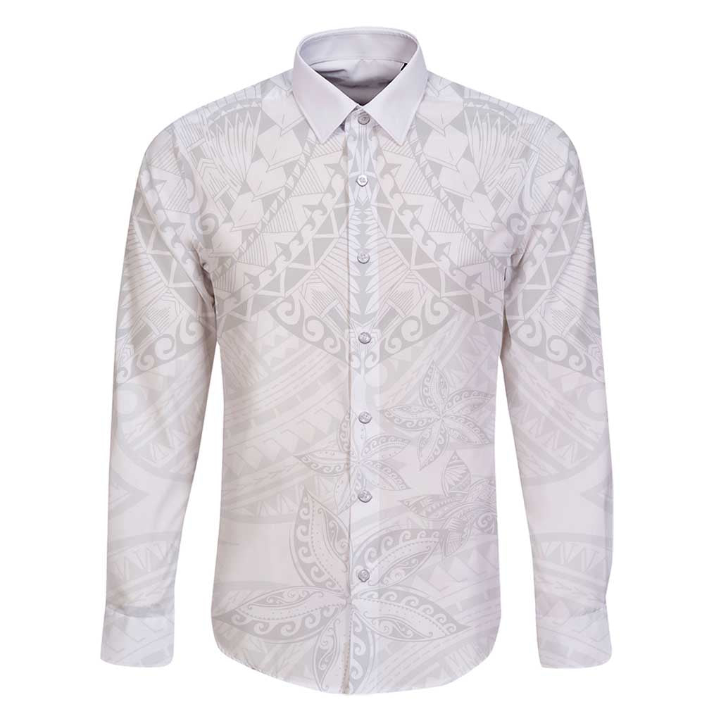 American Samoa White Sunday Family Matching Off Shoulder Maxi Dress and Hawaiian Shirt Lotu Tamaiti Plumeria With Samoan Pattern