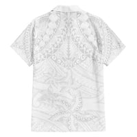 American Samoa White Sunday Family Matching Tank Maxi Dress and Hawaiian Shirt Lotu Tamaiti Plumeria With Samoan Pattern