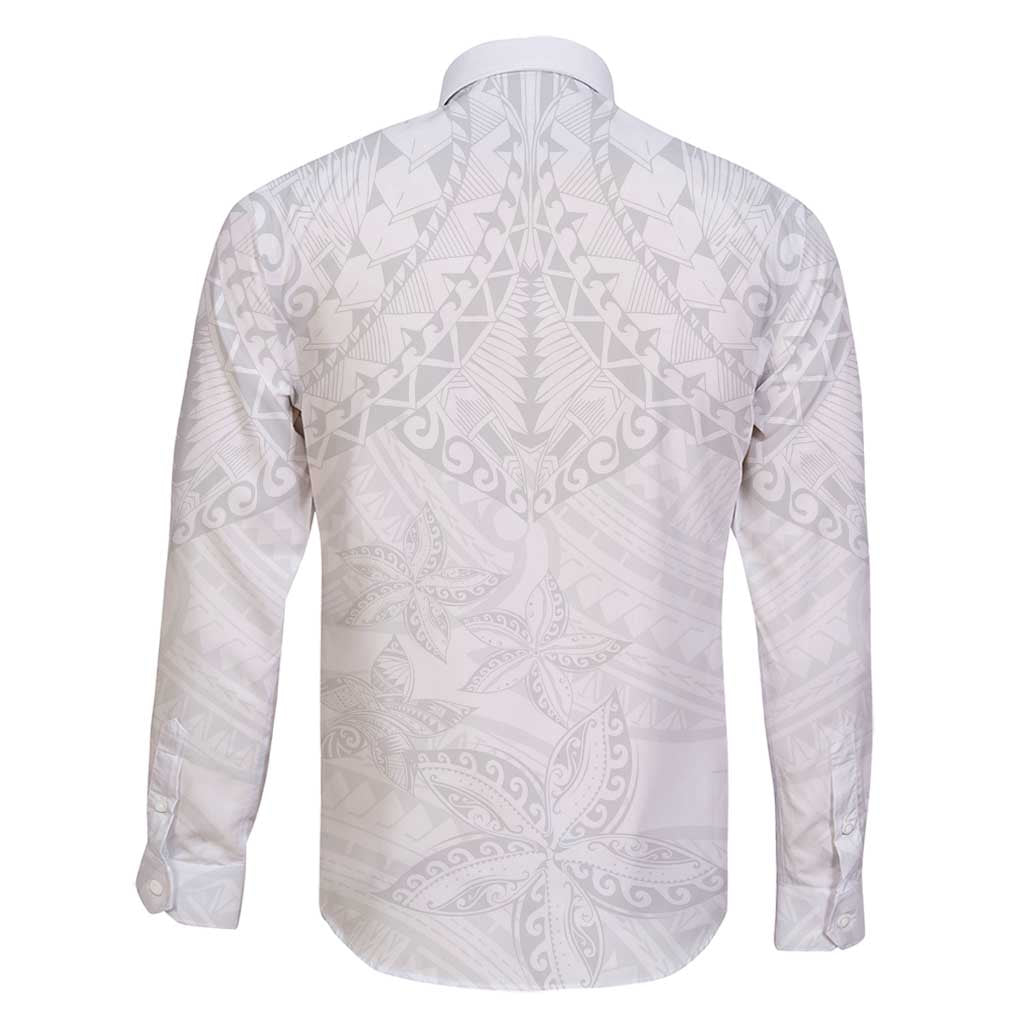 American Samoa White Sunday Family Matching Tank Maxi Dress and Hawaiian Shirt Lotu Tamaiti Plumeria With Samoan Pattern