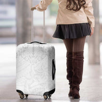 American Samoa White Sunday Luggage Cover Lotu Tamaiti Plumeria With Samoan Pattern