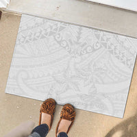 American Samoa White Sunday Rubber Doormat Lotu Tamaiti Plumeria With Samoan Pattern
