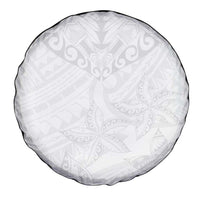 American Samoa White Sunday Spare Tire Cover Lotu Tamaiti Plumeria With Samoan Pattern