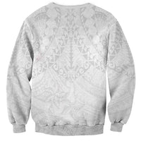 American Samoa White Sunday Sweatshirt Lotu Tamaiti Plumeria With Samoan Pattern