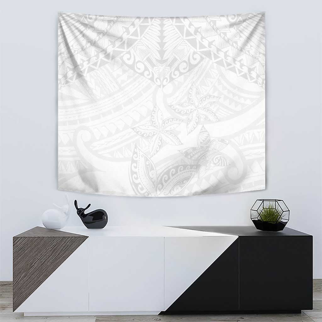 American Samoa White Sunday Tapestry Lotu Tamaiti Plumeria With Samoan Pattern