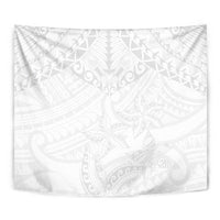 American Samoa White Sunday Tapestry Lotu Tamaiti Plumeria With Samoan Pattern