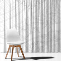 American Samoa White Sunday Window Curtain Lotu Tamaiti Plumeria With Samoan Pattern