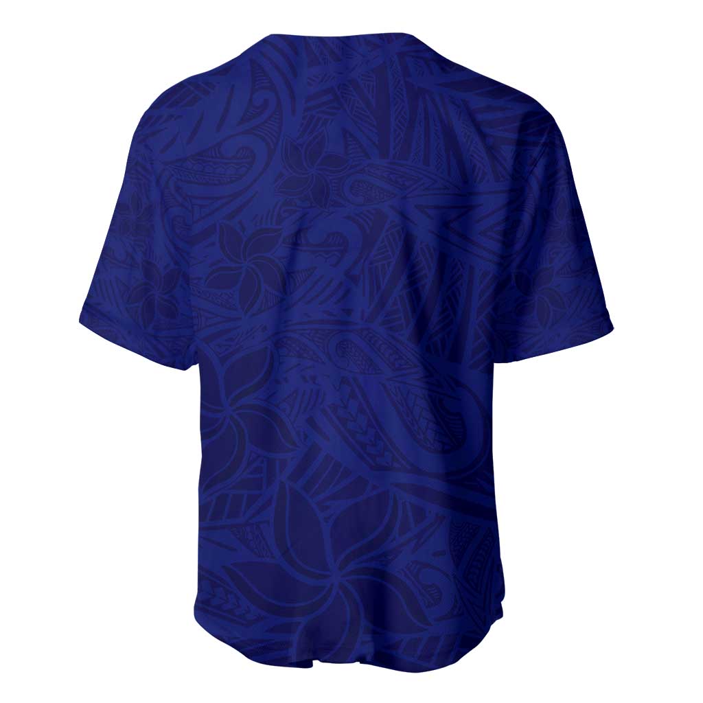 Blue Polynesia Baseball Jersey Polynesian Pattern Mix Plumeria