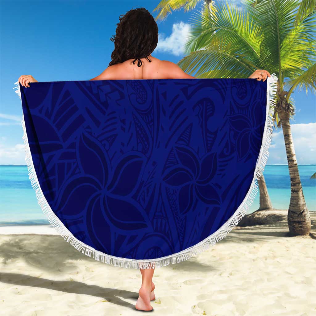 Blue Polynesia Beach Blanket Polynesian Pattern Mix Plumeria