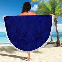 Blue Polynesia Beach Blanket Polynesian Pattern Mix Plumeria