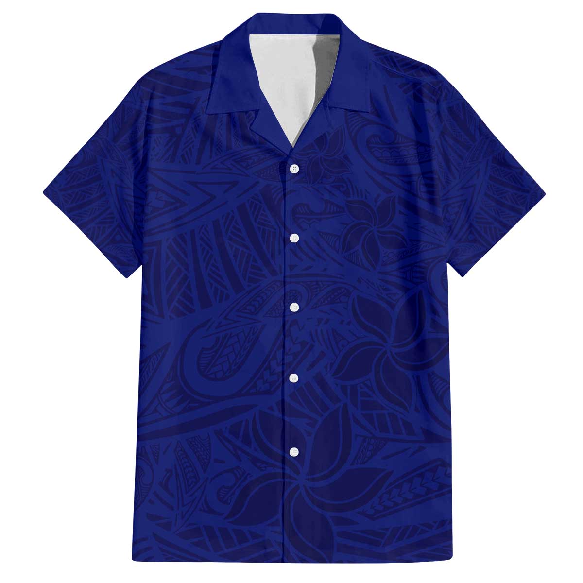 Blue Polynesia Family Matching Off Shoulder Short Dress and Hawaiian Shirt Polynesian Pattern Mix Plumeria