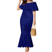 Blue Polynesia Mermaid Dress Polynesian Pattern Mix Plumeria LT14 Women Blue - Polynesian Pride