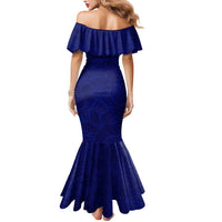 Blue Polynesia Mermaid Dress Polynesian Pattern Mix Plumeria LT14 - Polynesian Pride