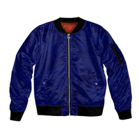 Blue Polynesia Sleeve Zip Bomber Jacket Polynesian Pattern Mix Plumeria LT14 Unisex Blue - Polynesian Pride