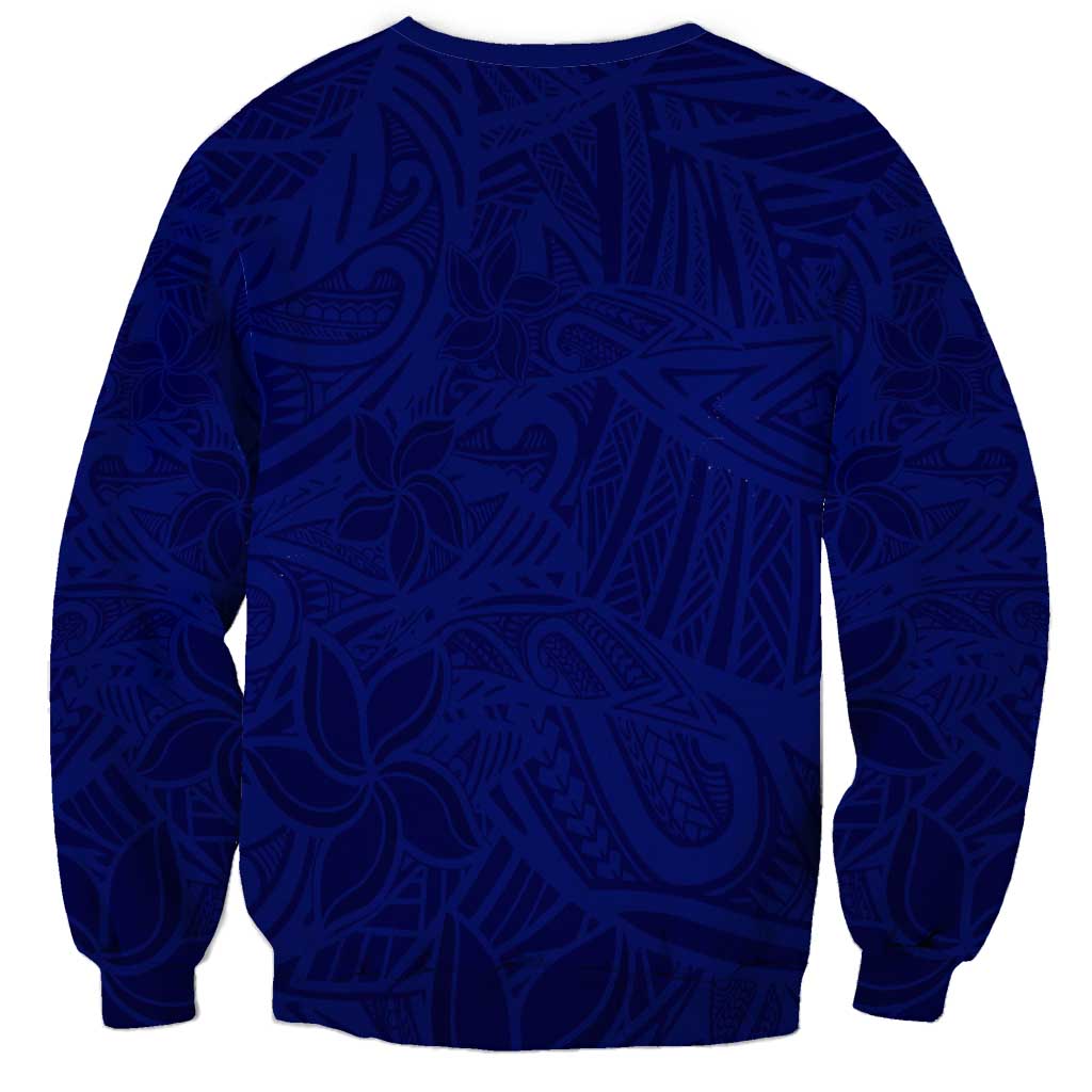 Blue Polynesia Sweatshirt Polynesian Pattern Mix Plumeria LT14 - Polynesian Pride