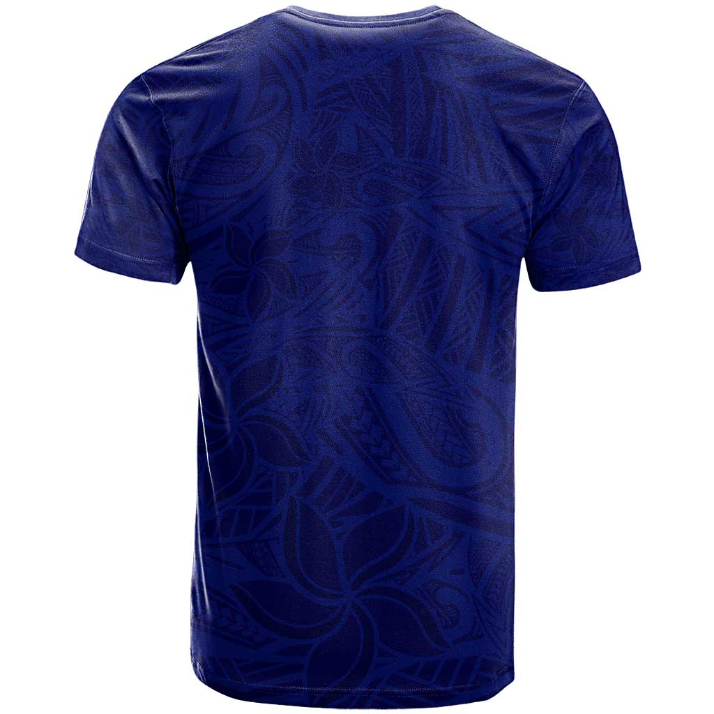 Blue Polynesia T Shirt Polynesian Pattern Mix Plumeria