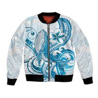 Blue Hawaii Humpback Whale Bomber Jacket Polynesian Tribal Ocean Vibes LT14 Unisex Blue - Polynesian Pride