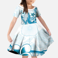 Blue Hawaii Humpback Whale Family Matching Puletasi and Hawaiian Shirt Polynesian Tribal Ocean Vibes LT14 Daughter's Dress Blue - Polynesian Pride