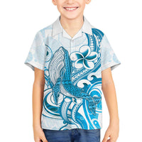 Blue Hawaii Humpback Whale Family Matching Puletasi and Hawaiian Shirt Polynesian Tribal Ocean Vibes LT14 Son's Shirt Blue - Polynesian Pride