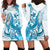 Blue Hawaii Humpback Whale Hoodie Dress Polynesian Tribal Ocean Vibes