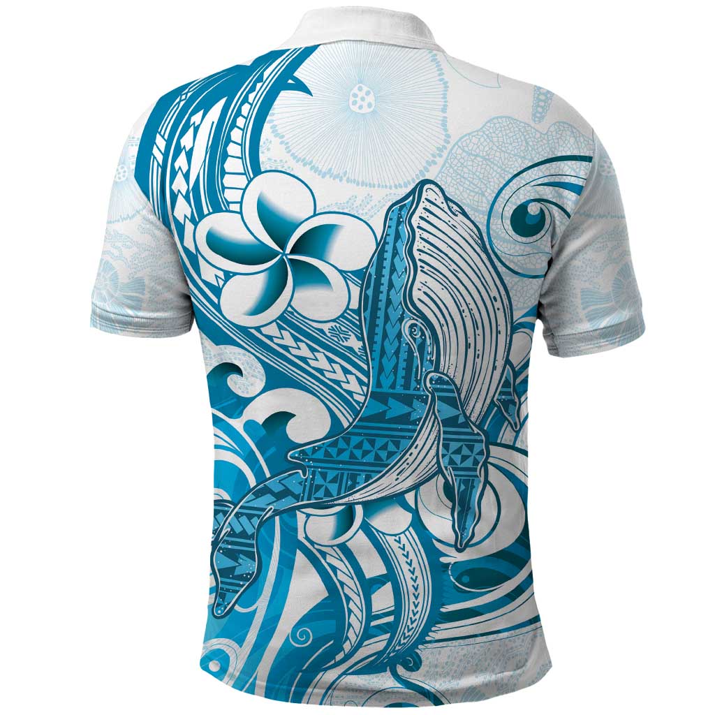 Blue Hawaii Humpback Whale Polo Shirt Polynesian Tribal Ocean Vibes LT14 - Polynesian Pride