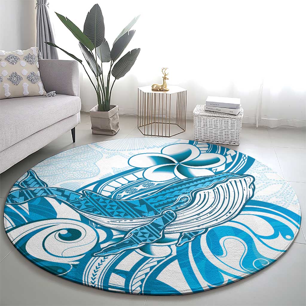 Blue Hawaii Humpback Whale Round Carpet Polynesian Tribal Ocean Vibes