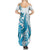 Blue Hawaii Humpback Whale Summer Maxi Dress Polynesian Tribal Ocean Vibes