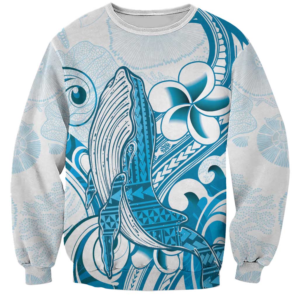 Blue Hawaii Humpback Whale Sweatshirt Polynesian Tribal Ocean Vibes LT14 Unisex Blue - Polynesian Pride