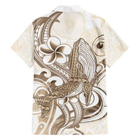 Brown Hawaii Humpback Whale Family Matching Long Sleeve Bodycon Dress and Hawaiian Shirt Polynesian Tribal Ocean Vibes