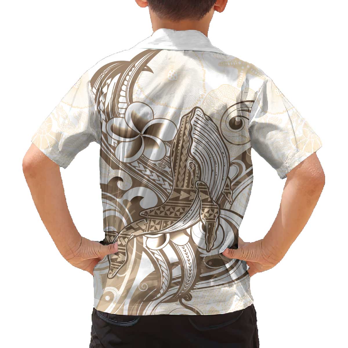 Brown Hawaii Humpback Whale Family Matching Puletasi and Hawaiian Shirt Polynesian Tribal Ocean Vibes LT14 - Polynesian Pride
