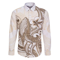 Brown Hawaii Humpback Whale Family Matching Puletasi and Hawaiian Shirt Polynesian Tribal Ocean Vibes LT14 Dad's Shirt - Long Sleeve Brown - Polynesian Pride