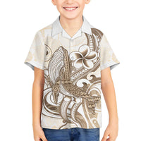 Brown Hawaii Humpback Whale Family Matching Puletasi and Hawaiian Shirt Polynesian Tribal Ocean Vibes LT14 Son's Shirt Brown - Polynesian Pride
