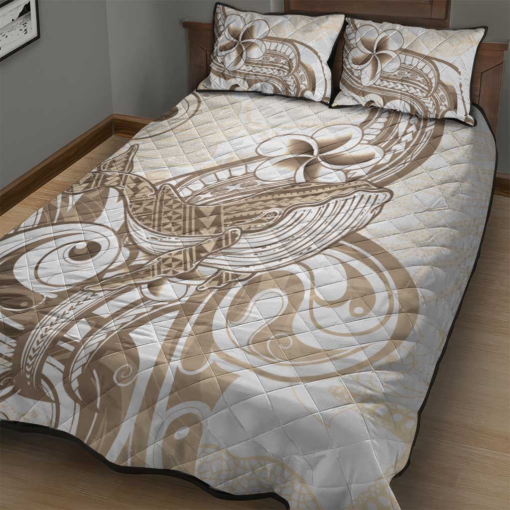 Brown Hawaii Humpback Whale Quilt Bed Set Polynesian Tribal Ocean Vibes