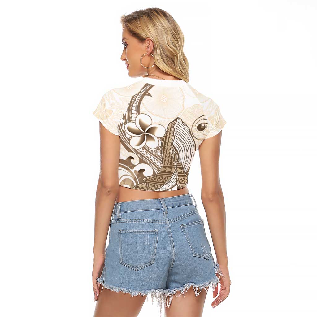 Brown Hawaii Humpback Whale Raglan Cropped T Shirt Polynesian Tribal Ocean Vibes