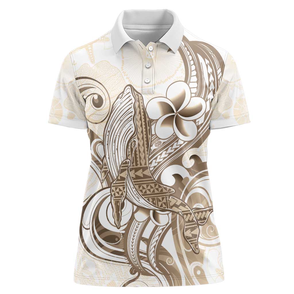 Brown Hawaii Humpback Whale Women Polo Shirt Polynesian Tribal Ocean Vibes LT14 Female Brown - Polynesian Pride