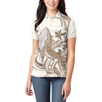 Brown Hawaii Humpback Whale Women Polo Shirt Polynesian Tribal Ocean Vibes LT14 - Polynesian Pride
