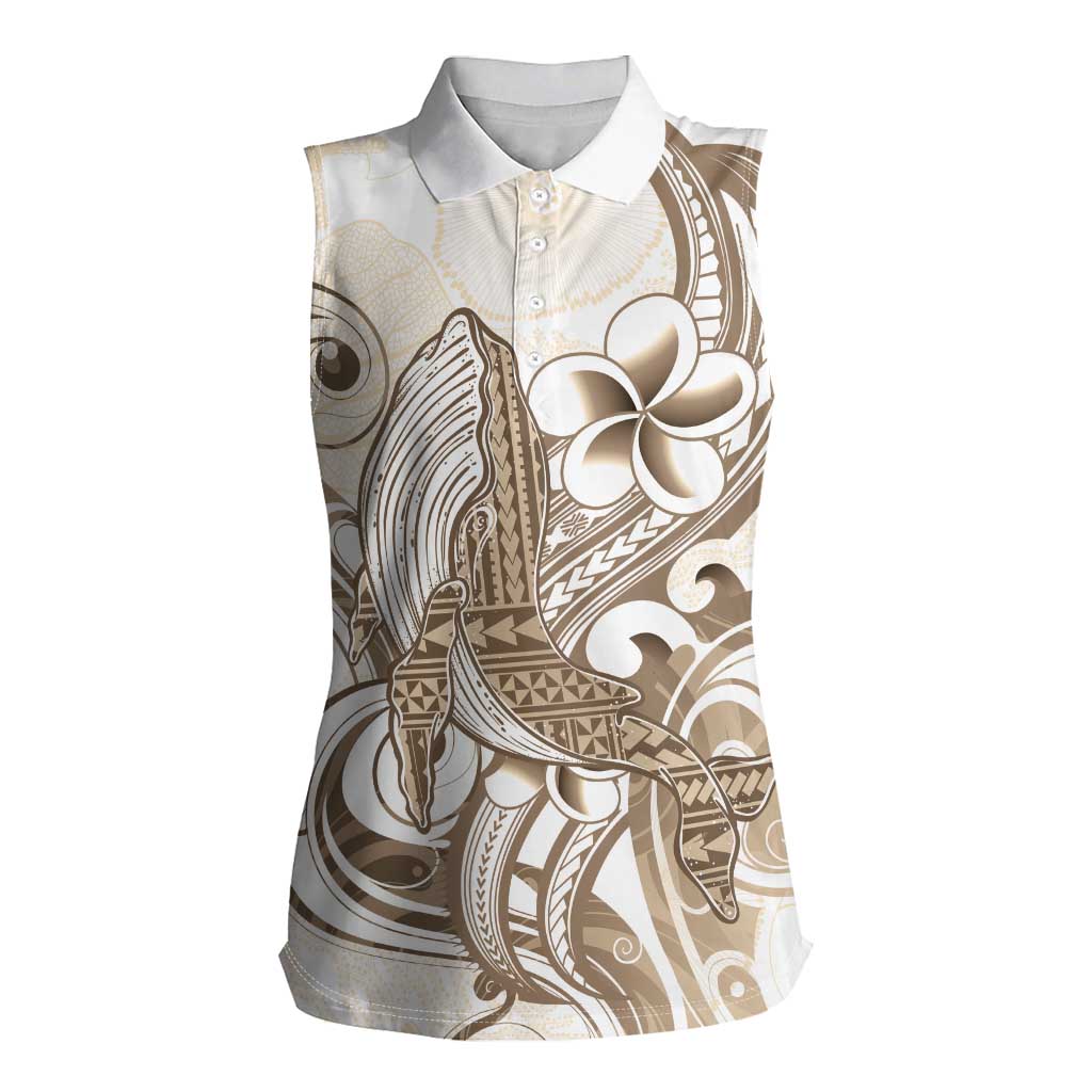 Brown Hawaii Humpback Whale Women Sleeveless Polo Shirt Polynesian Tribal Ocean Vibes
