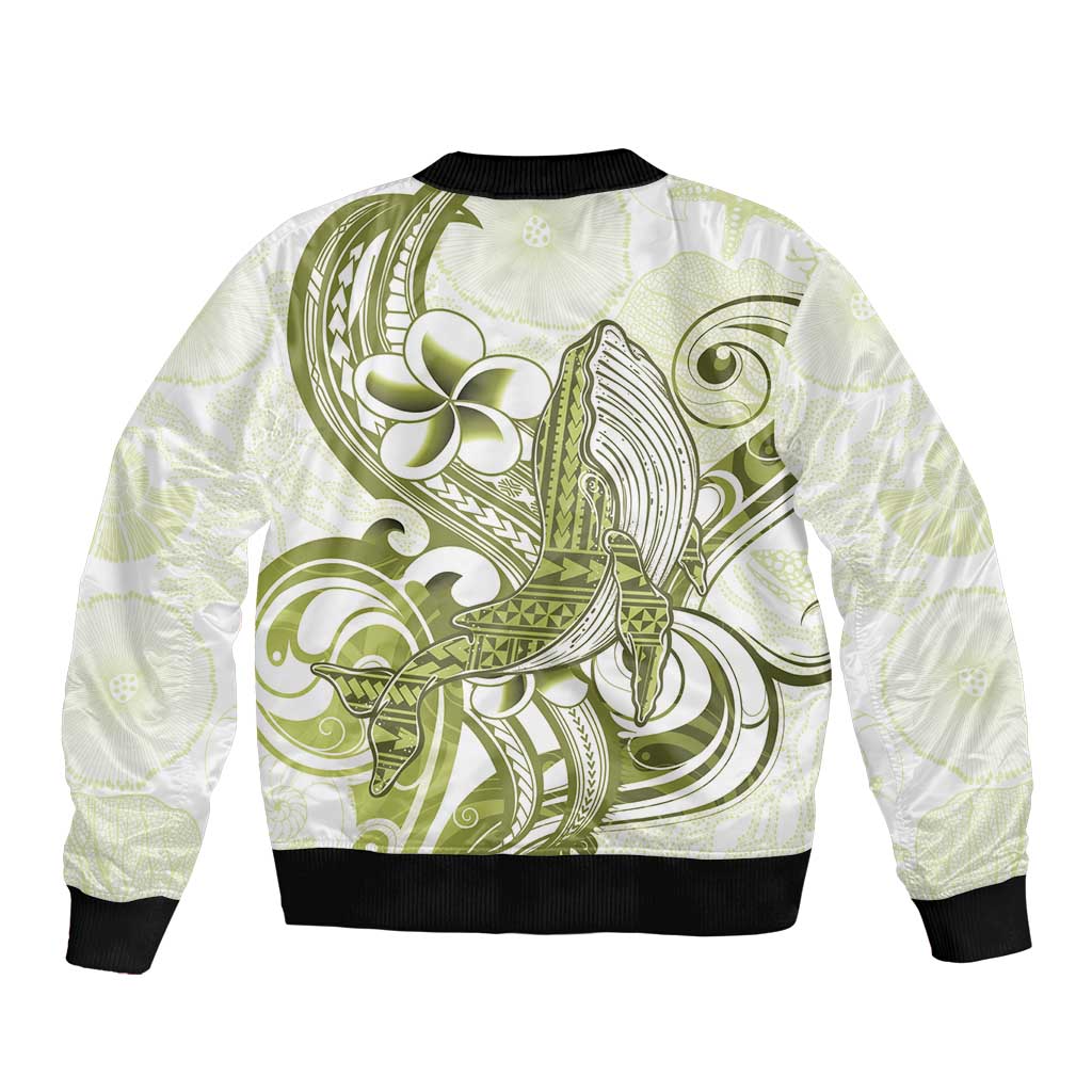 Lime Green Hawaii Bomber Jacket Humpback Whale Tattoo Polynesian Tribal Ocean Vibes LT14 - Polynesian Pride