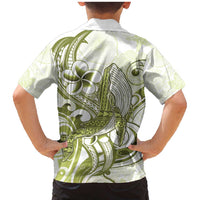 Lime Green Hawaii Family Matching Mermaid Dress and Hawaiian Shirt Humpback Whale Tattoo Polynesian Tribal Ocean Vibes