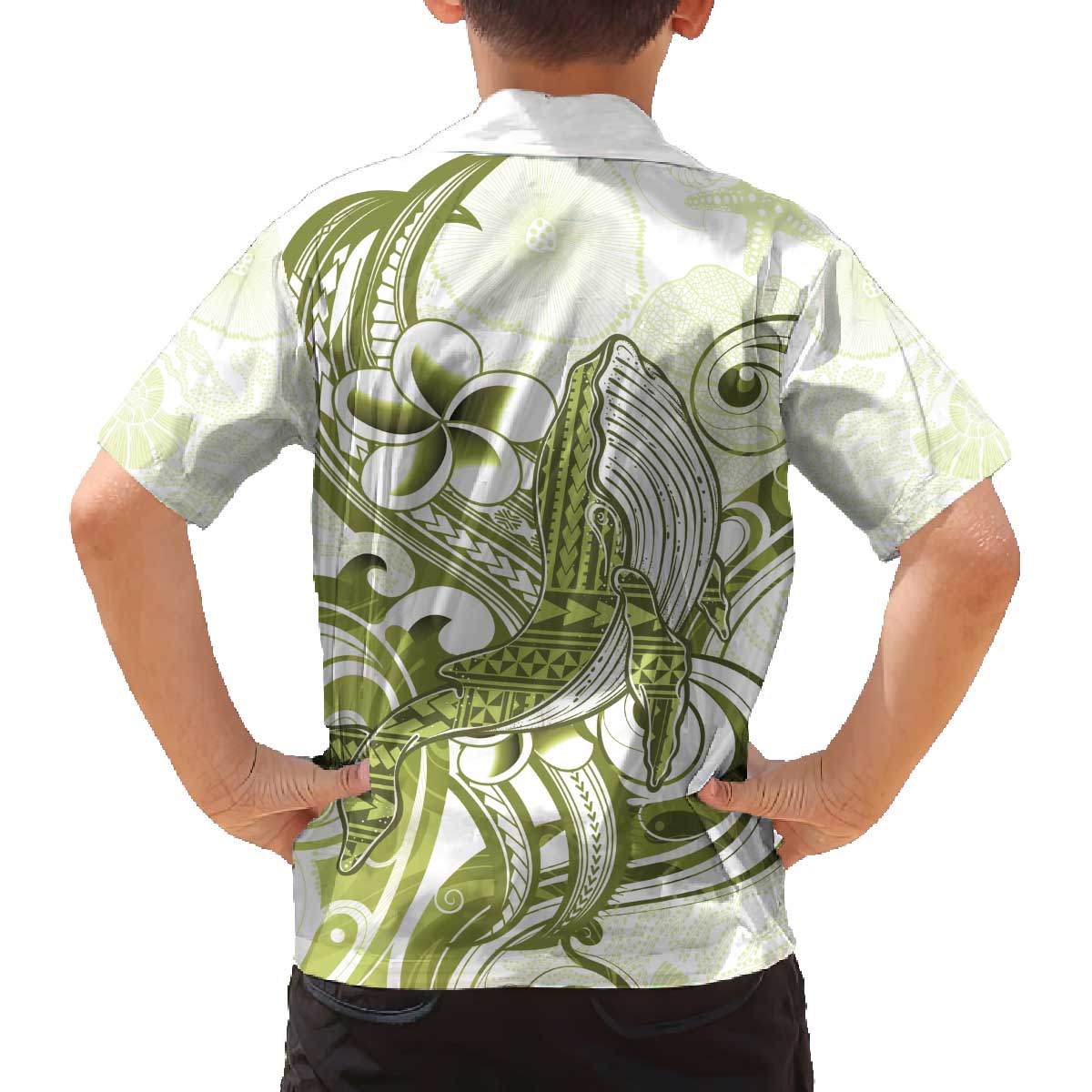 Lime Green Hawaii Family Matching Puletasi and Hawaiian Shirt Humpback Whale Tattoo Polynesian Tribal Ocean Vibes LT14 - Polynesian Pride