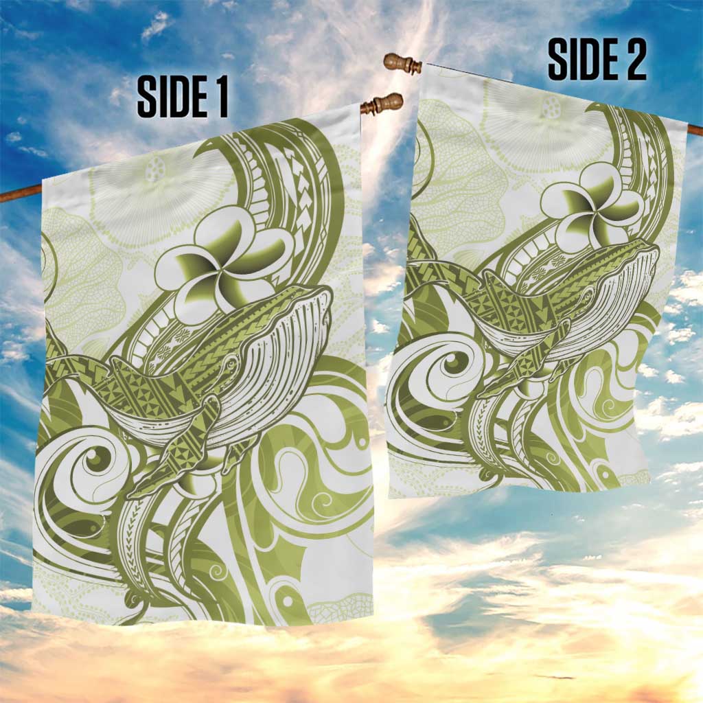 Lime Green Hawaii Garden Flag Humpback Whale Tattoo Polynesian Tribal Ocean Vibes