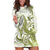 Lime Green Hawaii Hoodie Dress Humpback Whale Tattoo Polynesian Tribal Ocean Vibes