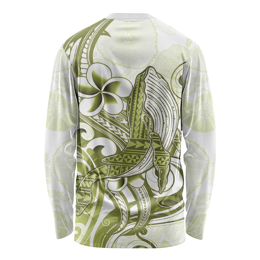 Lime Green Hawaii Long Sleeve Shirt Humpback Whale Tattoo Polynesian Tribal Ocean Vibes