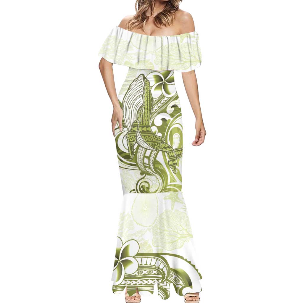Lime Green Hawaii Mermaid Dress Humpback Whale Tattoo Polynesian Tribal Ocean Vibes LT14 - Polynesian Pride