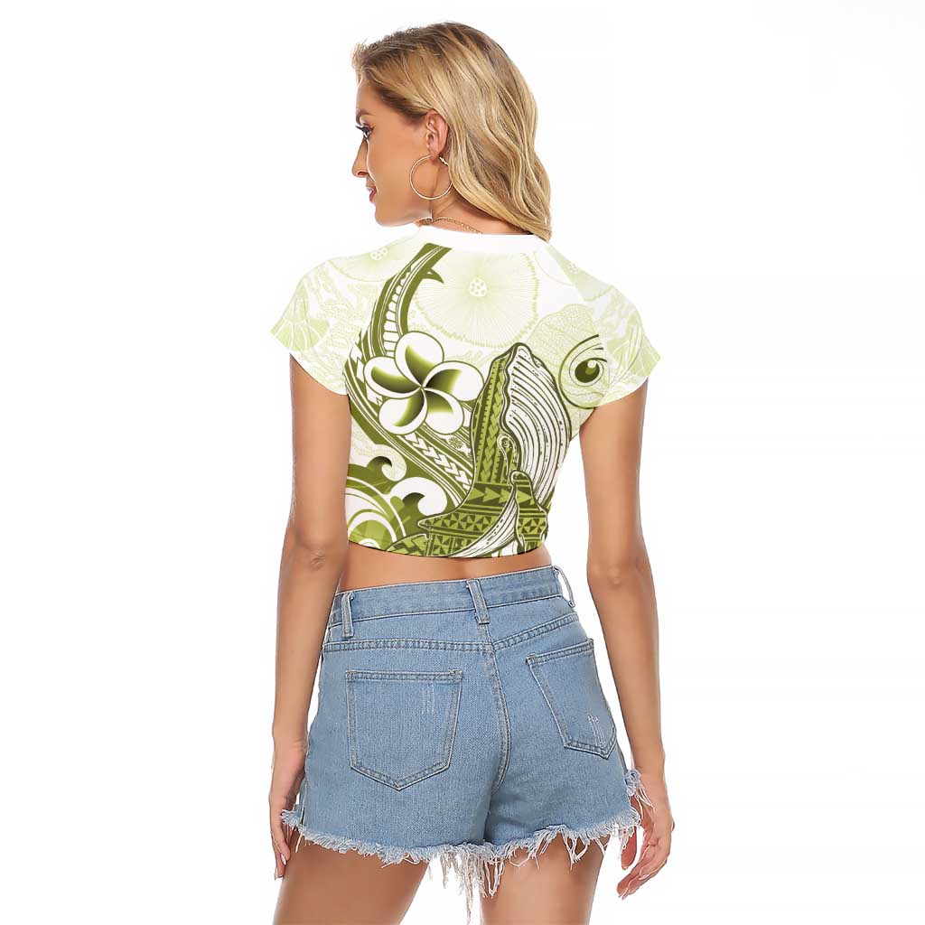 Lime Green Hawaii Raglan Cropped T Shirt Humpback Whale Tattoo Polynesian Tribal Ocean Vibes