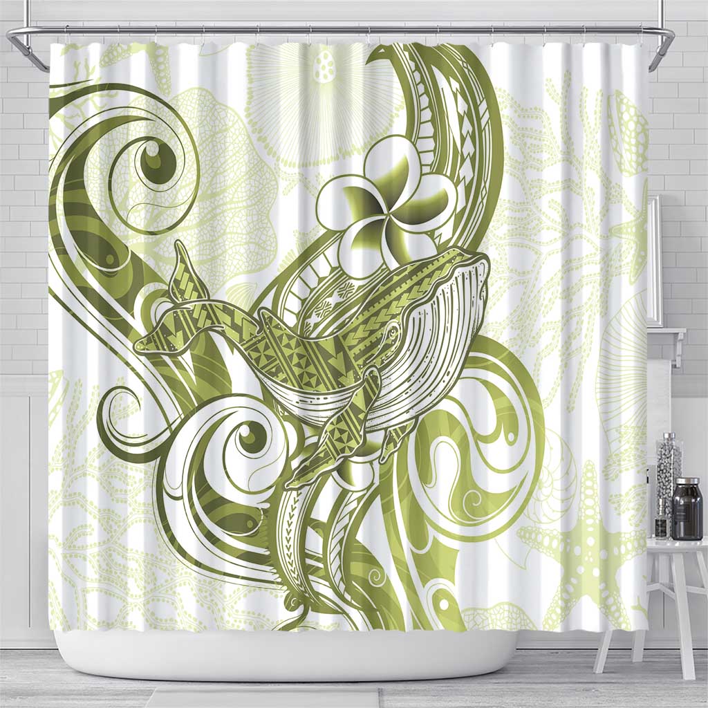 Lime Green Hawaii Shower Curtain Humpback Whale Tattoo Polynesian Tribal Ocean Vibes